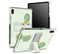 for iPad 11th Gen 2023 iPad 10th Gen 2022 10.9 inch Case with Pencil Holder, Transparent Back with Green Dinosaur, Corner Protection Shockproof Cover with Hard Kickstand