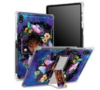 for iPad 11th Gen 2023 iPad 10th Gen 2022 10.9 inch Case with Pencil Holder, Transparent Back with Pretty Girl Galaxy, Corner Protection Shockproof Cover with Hard Kickstand