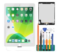 For Ipad 6 Air 2 A1566 A1567 LCD Screen Replacement Digitizer Glass Assembly Kits,Free tempered film,glue and tools (White)