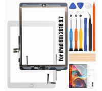 For iPad 6th Gen 2018 Screen Replacement - for iPad 6th 2018 9.7 Touchscreen Screen A1893 A1954 Touch Screen Digitizer Glass Panneau Sensor Full Repair Kits (with Home Buttone) (White)
