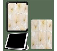 For iPad 9.7 5th/6th Gen Smart Case,Model: A1673 A1674 A1675, Ultra Slim Lightweight soft Back Shell Cover with Stand, Magnetic Wake/Sleep Abstract Petals Gold Foil Stripes-White