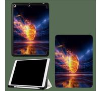 For iPad 9.7 Inch 2017/2018 Smart Case Cover, Ultra Slim Lightweight Stand Case Shell with Soft Back Cover,Auto Sleep&Wake Flame Basketball Dream Sports-Blue