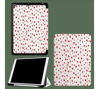 For iPad 9.7 Inch 2017/2018 Smart Case Cover, Ultra Slim Lightweight Stand Case Shell with Soft Back Cover,Auto Sleep&Wake Red Hearts Romantic Geometric-White