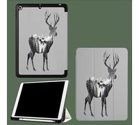 For iPad 9.7 Inch 2017/2018 Smart Case Cover, Ultra Slim Lightweight Stand Case Shell with Soft Back Cover,Auto Sleep&Wake Mysterious Deer Silhouette Abstract Mountain-Grey