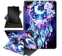 for iPad 9.7 Inch Case for iPad 6th/5th Generation Case 2018 2017(Model: A1893 A1954 A1822 A1823),360 Degree Rotating Stand Smart Protective Cover Case for iPad 9.7 2018/2017,Dream Catcher and Moon