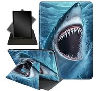 for iPad 9.7 Inch Case for iPad 6th/5th Generation Case 2018 2017(Model: A1893 A1954 A1822 A1823),360 Degree Rotating Stand Smart Protective Cover Case for iPad 9.7 2018/2017,Cute Blue Sharks
