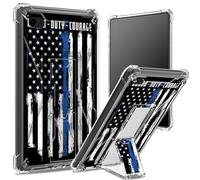for iPad 9.7 inch iPad 6th 5th Gen 2018 2017 Model iPad Air 2/ iPad Air Soft Case, Transparent Back with Honor Duty American Flag, Corner Protection Shockproof Cover with Hard Kickstand