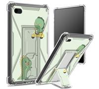 for iPad 9.7 inch iPad 6th 5th Gen 2018 2017 Model iPad Air 2/ iPad Air Soft Case, Transparent Back with Green Dinosaur, Corner Protection Shockproof Cover with Hard Kickstand