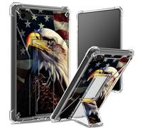 for iPad 9.7 inch iPad 6th 5th Gen 2018 2017 Model iPad Air 2/ iPad Air Soft Case, Transparent Back with Eagle Flag Retro, Corner Protection Shockproof Cover with Hard Kickstand