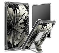 for iPad 9.7 inch iPad 6th 5th Gen 2018 2017 Model iPad Air 2/ iPad Air Soft Case, Transparent Back with Black White Lotus, Corner Protection Shockproof Cover with Hard Kickstand