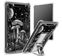 for iPad 9.7 inch iPad 6th 5th Gen 2018 2017 Model iPad Air 2/ iPad Air Soft Case, Transparent Back with Space Mushroom, Corner Protection Shockproof Cover with Hard Kickstand