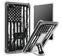 for iPad 9.7 inch iPad 6th 5th Gen 2018 2017 Model iPad Air 2/ iPad Air Soft Case, Transparent Back with Deer American Flag, Corner Protection Shockproof Cover with Hard Kickstand