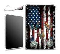 for iPad 9th/8th/7th Generation 10.2 inch 2021/2020/2019 Case, Slim Silicone Lightweight Clear Military-Grade Corners Shock Absorbent Case Soft TPU Cover, American Flag Chook