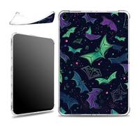 for iPad 9th/8th/7th Generation 10.2 inch 2021/2020/2019 Case, Slim Silicone Lightweight Clear Military-Grade Corners Shock Absorbent Case Soft TPU Cover, Rainbow Goth Bats