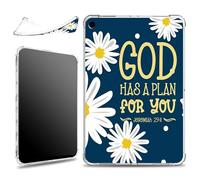 for iPad 9th/8th/7th Generation 10.2 inch 2021/2020/2019 Case, Slim Silicone Lightweight Clear Military-Grade Corners Shock Absorbent Case Soft TPU Cover, Bible Jeremiah 29:11 Daisy