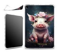 for iPad 9th/8th/7th Generation 10.2 inch 2021/2020/2019 Case, Slim Silicone Lightweight Clear Military-Grade Corners Shock Absorbent Case Soft TPU Cover, Cute Pig
