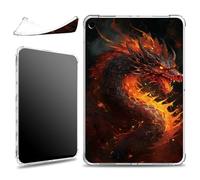 for iPad 9th/8th/7th Generation 10.2 inch 2021/2020/2019 Case, Slim Silicone Lightweight Clear Military-Grade Corners Shock Absorbent Case Soft TPU Cover, Fire Dragon