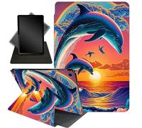 for iPad 9th/8th/7th Generation 10.2 Inch Case 2021/2020/2019,360 Degree Rotating Stand Smart Protective Cover Case for iPad 10.2 inch,Dolphins in The Sunset