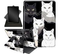 for iPad 9th/8th/7th Generation 10.2 Inch Case 2021/2020/2019,360 Degree Rotating Stand Smart Protective Cover Case for iPad 10.2 inch,Black White Cute Cats