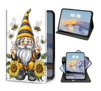 for iPad 9th/8th/7th Generation 10.2 Inch Case 2021/2020/2019 Bee Man Sunflower Design Slim PU Leather 360 Degree Rotating Multiple Viewing Angles Kickstand Smart Shell Cover with Auto Wake/Sleep