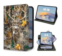 for iPad 9th/8th/7th Generation 10.2 Inch Case 2021/2020/2019 Camouflage Tree Deer Design Slim PU Leather 360 Degree Rotating Multiple Viewing Angles Kickstand Smart Shell Cover with Auto Wake/Sleep