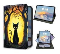 for iPad 9th/8th/7th Generation 10.2 Inch Case 2021/2020/2019 Forest Black Cat Design Slim PU Leather 360 Degree Rotating Multiple Viewing Angles Folio Kickstand Smart Shell Cover with Auto Wake/Sleep
