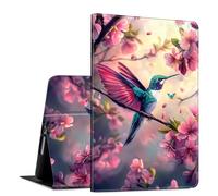 for iPad 9th/8th/7th Generation 10.2 Inch Case 2021/2020/2019 PU Leather Slim Folio Lightweight Multiple Viewing Angles Smart Cover with Auto Wake/Sleep, Hummingbird Cherry Blossom