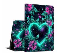 for iPad 9th/8th/7th Generation 10.2 Inch Case 2021/2020/2019 PU Leather Slim Folio Lightweight Multiple Viewing Angles Smart Cover with Auto Wake/Sleep, Love Heart Flower