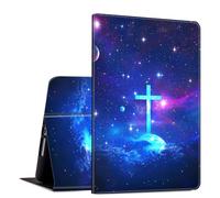 for iPad 9th/8th/7th Generation 10.2 Inch Case 2021/2020/2019 PU Leather Slim Folio Lightweight Multiple Viewing Angles Smart Cover with Auto Wake/Sleep, Christian Cross