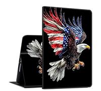 for iPad 9th/8th/7th Generation 10.2 Inch Case 2021/2020/2019 PU Leather Slim Folio Lightweight Multiple Viewing Angles Smart Cover with Auto Wake/Sleep, Black Flag Bald Eagle