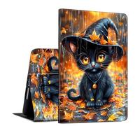 for iPad 9th/8th/7th Generation 10.2 Inch Case 2021/2020/2019 PU Leather Slim Folio Lightweight Multiple Viewing Angles Smart Cover with Auto Wake/Sleep, Black Cat Maple Leaf