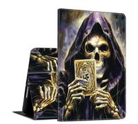 for iPad 9th/8th/7th Generation 10.2 Inch Case 2021/2020/2019 PU Leather Slim Folio Lightweight Multiple Viewing Angles Smart Cover with Auto Wake/Sleep, Playing Cards Skull