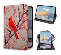 for iPad 9th/8th/7th Generation 10.2 Inch Case 2021/2020/2019 Red Cardinal Birds Design Slim PU Leather 360 Degree Rotating Multiple Viewing Angles Kickstand Smart Shell Cover with Auto Wake/Sleep