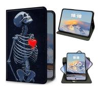 for iPad 9th/8th/7th Generation 10.2 Inch Case 2021/2020/2019 Skull Love Heart Design Slim PU Leather 360 Degree Rotating Multiple Viewing Angles Folio Kickstand Smart Shell Cover with Auto Wake/Sleep