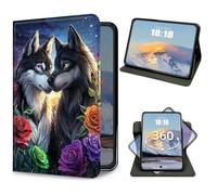 for iPad 9th/8th/7th Generation 10.2 Inch Case 2021/2020/2019 Wolves Flowers Design Slim PU Leather 360 Degree Rotating Multiple Viewing Angles Folio Kickstand Smart Shell Cover with Auto Wake/Sleep