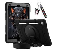 for iPad 9th/8th/7th Generation Case 10.2",Heavy Sturdy Shockproof Kids Cover with Rotating Stand/Pencil Holder/Shoulder Strap for iPad 10.2 Case 2021/2020/2019 Girls (Black)