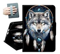 for iPad 9th/8th/7th Generation Case 10.2 Inch, for iPad Air 3rd Generation Case 10.5-inch, for iPad Pro 10.5 Inch Cases,with Hand Straps and Auto Wake/Sleep Smart Cover,Wolf Dream Catcher