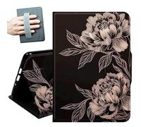 for iPad 9th/8th/7th Generation Case 10.2 Inch, for iPad Air 3rd Generation Case 10.5-inch, for iPad Pro 10.5 Inch Cases,with Hand Straps and Auto Wake/Sleep Smart Cover,Peony Flower