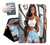 for iPad 9th/8th/7th Generation Case 10.2 Inch, for iPad Air 3rd Generation Case 10.5-inch, for iPad Pro 10.5 Inch Cases,with Hand Straps and Auto Wake/Sleep Smart Cover,Cute African Woman
