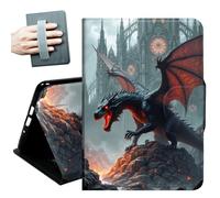 for iPad 9th/8th/7th Generation Case 10.2 Inch, for iPad Air 3rd Generation Case 10.5-inch, for iPad Pro 10.5 Inch Cases,with Hand Straps and Auto Wake/Sleep Smart Cover,Red Dragon
