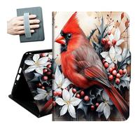 for iPad 9th/8th/7th Generation Case 10.2 Inch, for iPad Air 3rd Generation Case 10.5-inch, for iPad Pro 10.5 Inch Cases,with Hand Straps and Auto Wake/Sleep Smart Cover,Red Bird and Flowers
