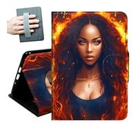 for iPad 9th/8th/7th Generation Case 10.2 Inch, for iPad Air 3rd Generation Case 10.5-inch, for iPad Pro 10.5 Inch Cases,with Hand Straps and Auto Wake/Sleep Smart Cover,Flaming African Woman