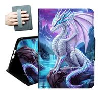 for iPad 9th/8th/7th Generation Case 10.2 Inch, for iPad Air 3rd Generation Case 10.5-inch, for iPad Pro 10.5 Inch Cases,with Hand Straps and Auto Wake/Sleep Smart Cover,White Dragon