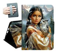 for iPad 9th/8th/7th Generation Case 10.2 Inch, for iPad Air 3rd Generation Case 10.5-inch, for iPad Pro 10.5 Inch Cases,with Hand Straps and Auto Wake/Sleep Smart Cover,African Woman and Owl