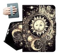 for iPad 9th/8th/7th Generation Case 10.2 Inch, for iPad Air 3rd Generation Case 10.5-inch, for iPad Pro 10.5 Inch Cases,with Hand Straps and Auto Wake/Sleep Smart Cover,Gold Sun and Moon
