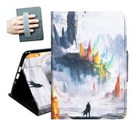 for iPad 9th/8th/7th Generation Case 10.2 Inch, for iPad Air 3rd Generation Case 10.5-inch, for iPad Pro 10.5 Inch Cases,with Hand Straps and Auto Wake/Sleep Smart Cover,Watercolor Mountain