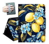 for iPad 9th/8th/7th Generation Case 10.2 Inch, for iPad Air 3rd Generation Case 10.5-inch, for iPad Pro 10.5 Inch Cases,with Hand Straps and Auto Wake/Sleep Smart Cover,Blue Watercolor Lemon Tree