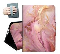 for iPad 9th/8th/7th Generation Case 10.2 Inch, for iPad Air 3rd Generation Case 10.5-inch, for iPad Pro 10.5 Inch Cases,with Hand Straps and Auto Wake/Sleep Smart Cover,Gold and Pink Marble