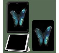For iPad 9th Generation 2021,iPad 8th Generation 2020,iPad 7th Generation 2019 Case, 10.2 iPad Cover Case with Pencil Holder, Auto Wake/Sleep Blue Butterfly Wing-Black