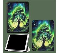For iPad 9th Generation 2021,iPad 8th Generation 2020,iPad 7th Generation 2019 Case, 10.2 iPad Cover Case with Pencil Holder, Auto Wake/Sleep Magic Plants Green Aurora-Green